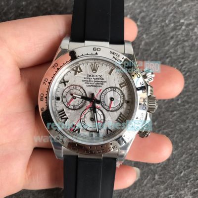 Noob Factory Replica Rolex Daytona SS Meteorite Dial Rubber Strap Watch 40MM